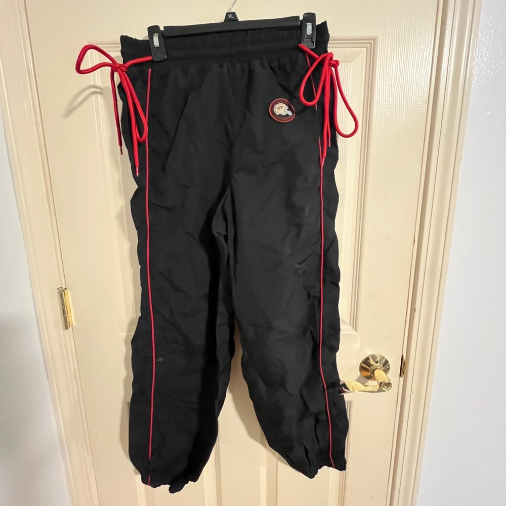 Womens Black and Red Track Pants